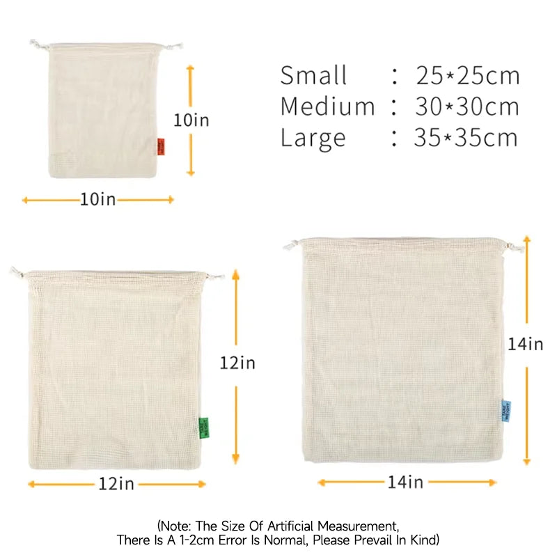Reusable Cotton String Bag | Eco-Friendly Mesh Grocery Tote for Fruits & Veggies