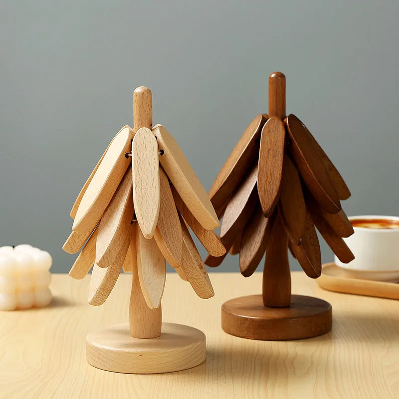 The Table Tree – Juego de salvamanteles de madera escultural de 4 piezas hecho a mano