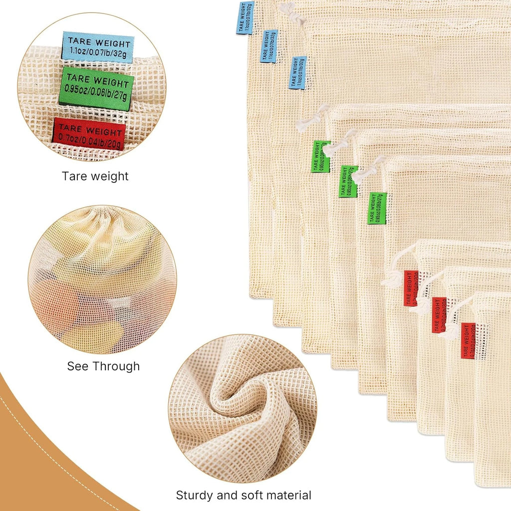 Reusable Cotton String Bag | Eco-Friendly Mesh Grocery Tote for Fruits & Veggies