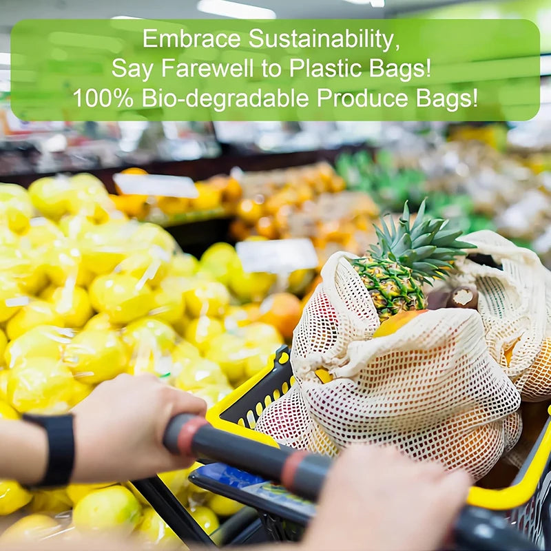 Reusable Cotton String Bag | Eco-Friendly Mesh Grocery Tote for Fruits & Veggies